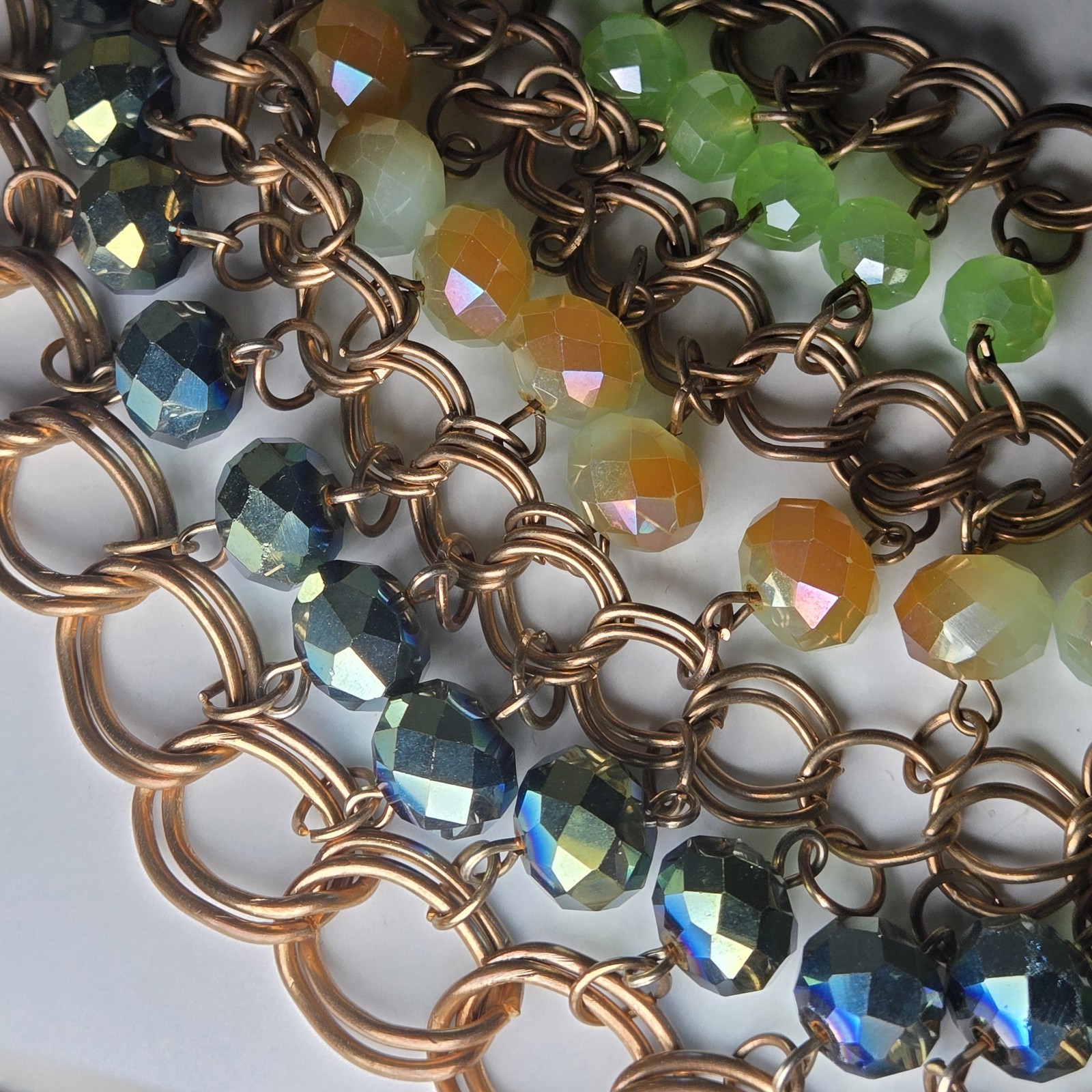 Multistrand Bronze Tone Chain Statement Necklace … - image 2