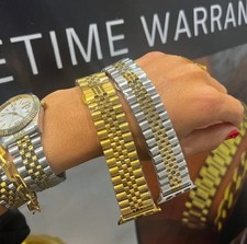 NWT Two-Tone Adjustable Apple Watch Band   18k Gold Plated Stainless Steel