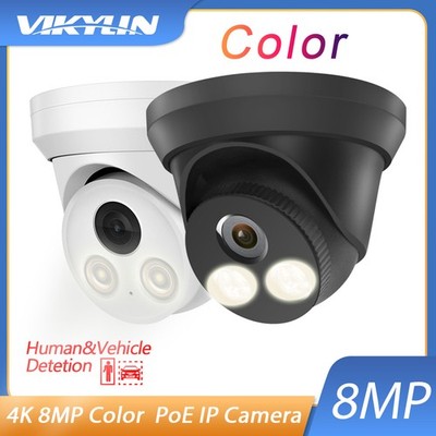 4K 8MP Full Color Dome Vikylin IP Camera MIC Security POE Outdoor2.8MM Black US