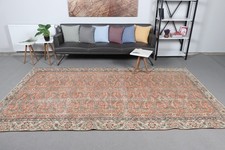Vintage Turkish Rug 5,8x9,8 ft (177x300 cm), Rug Orange Oriental Rug
