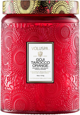 Goji Tarocco Orange Scented Candle 18 oz Coconut Wax Jar 100 Hour Burn