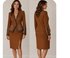 100 Wool Elegant Ladies Fall/ Winter Suit Jacket Skirt