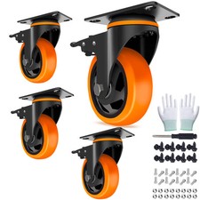4 Inch Caster Wheels Heavy Duty 2200lbs, Swivel Casters Set of 4 with Safe Du...