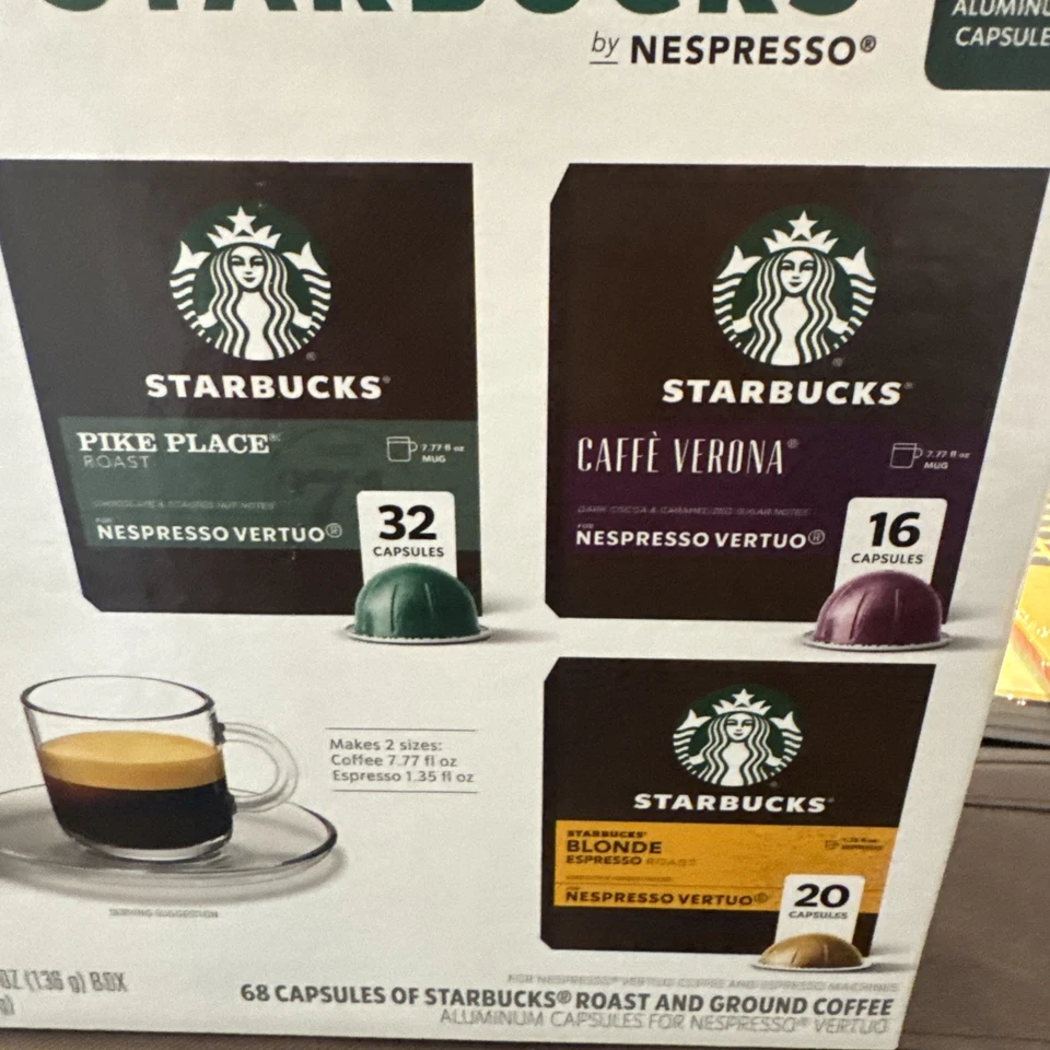 Cápsulas de café Starbucks Vertuo variedad 68 CT Pike Place, Verona y Blonde Expresso Foto 2 de 4