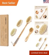 Dry Brushing Set - Natural Boar Bristle Body  Face Brushes, 4 Pieces
