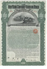 Bond New York Central & Hudson River RR $1000 Lake Shore + Coupons 1890s (see No