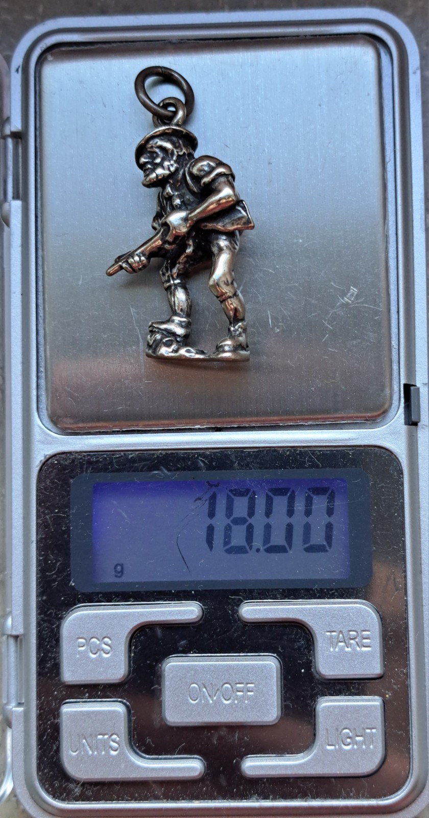 Vintage Solid 835 Silver Alpine Hunter Charm / Pe… - image 7