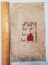 Christmas Santa Clause Finished Cross Stitch Primitive Pineberry Lane