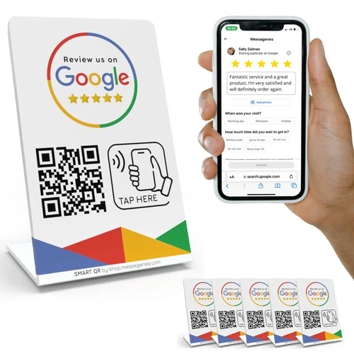 Review Tap Stand - 5-Stands Pack - QR & Tap NFC Stand - Boost Google Reviews ...