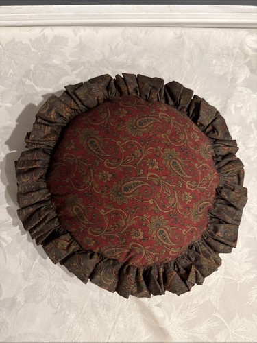 Lauren Ralph Brianna Paisley Equitazione Personalizzata Ruffle Rotondo Cuscino Lancio #F - Foto 2 di 4