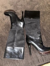 Vintage Gucci suede and Leather Black Heeled Boots - Size 39c 8.5