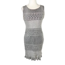 Vintage 90s Dawn Joy metallic tan lace and black mini tank dress 6