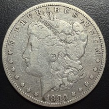 1880 P Philadelphia Mint Morgan Silver Dollar $1 Nice VF 90% Bullion US Coin