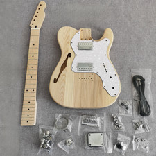 DIY Electric tele guitar kit single f hole elm body maple neck bolt on hh pickup