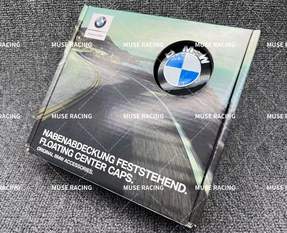 Genuine BMW Blue White Floating Alloy Wheel Center  56mm 68mm Hub Caps - Image 3 of 4