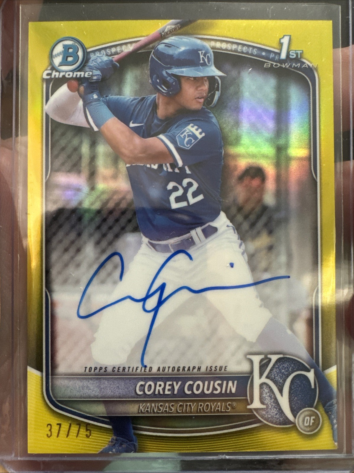 2025 Bowman Chrome Corey Cousin #CPA-CCO 1st Bowman Auto True Yellow /75