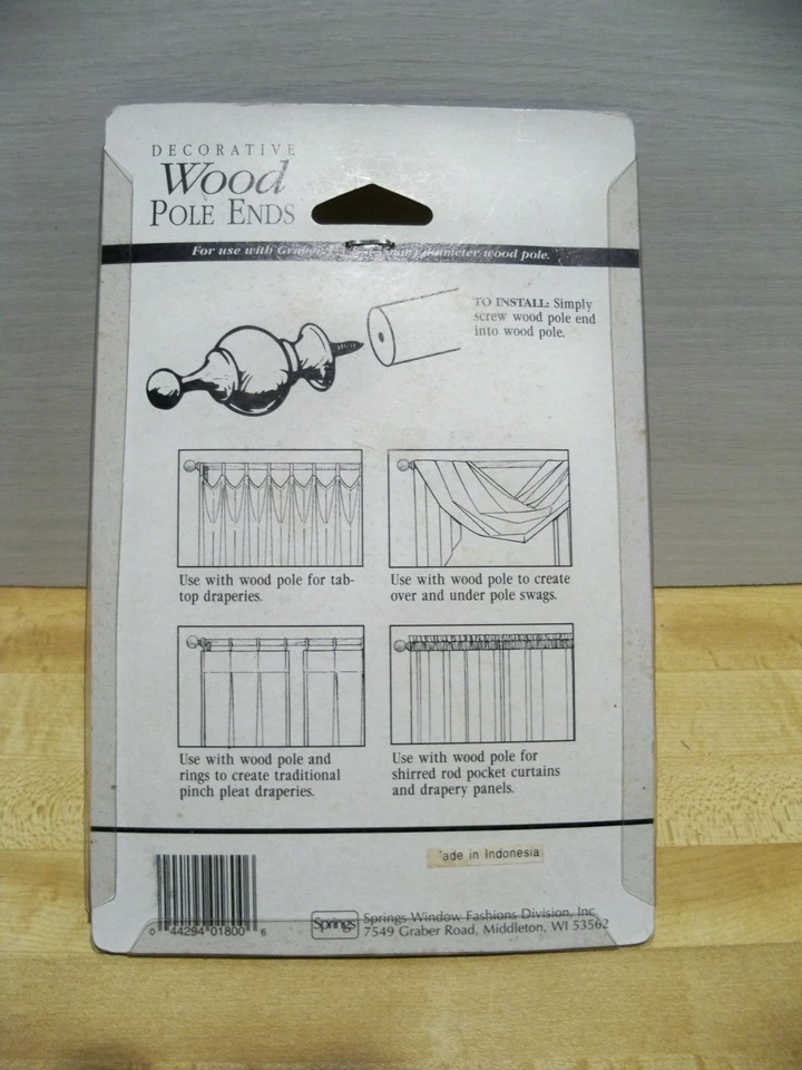 EXTREMOS DE POSTE REDONDO DE MADERA NATURAL - USO CON POSTE DE 1 3/8" Foto 3 de 4