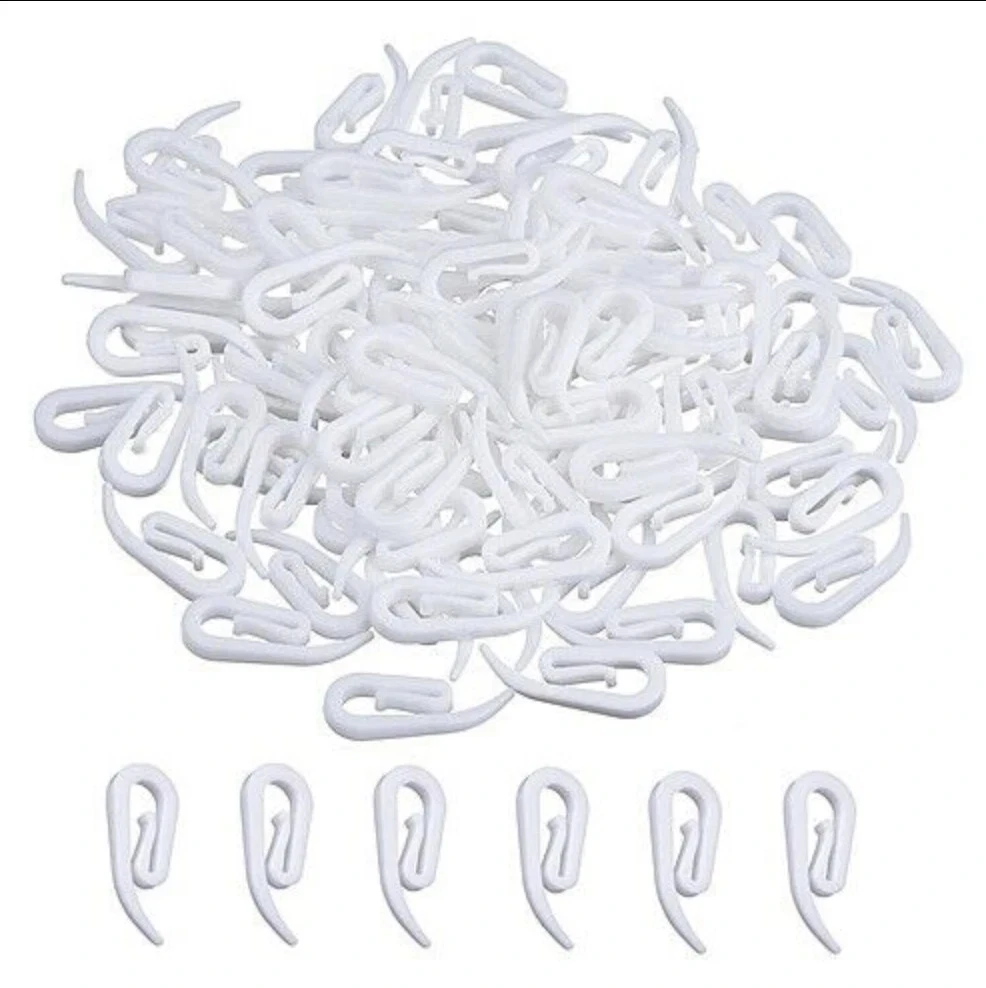 Curtain Hooks 200 Pack White Heavy Duty Decorail Tape Hooks Curtain Rail Rings