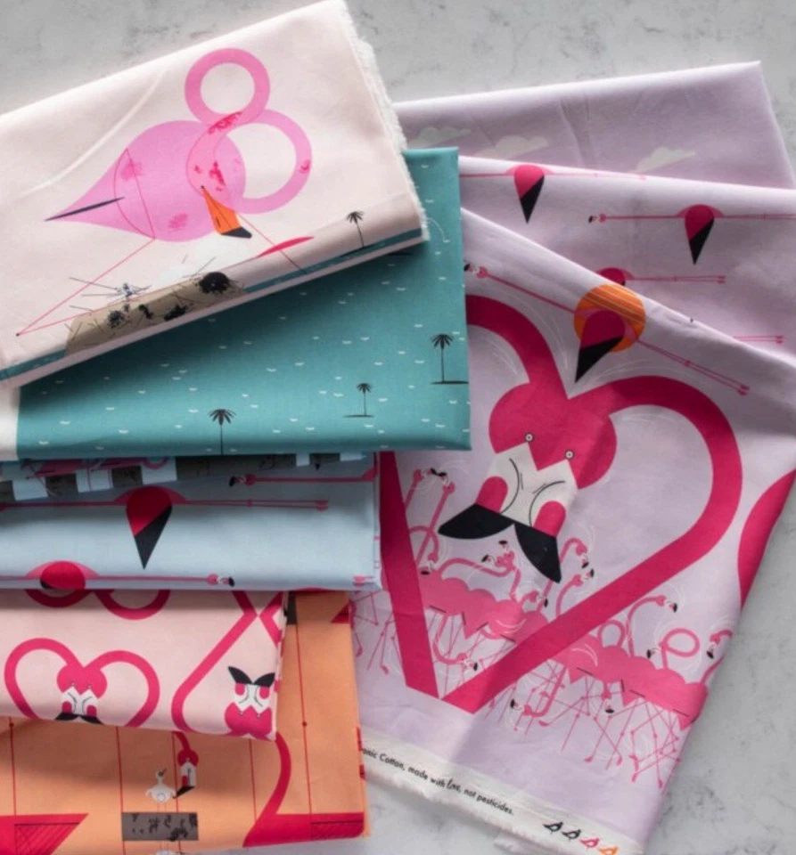 Charley Harper•Think Pink Fat Quarter Fabric Bundle•100% Organic! - Image 3 of 4