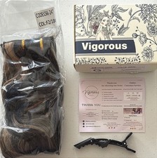 Vigorous Beauty C66-24" DK Brown wavy clip-in synthetic hair extension set New