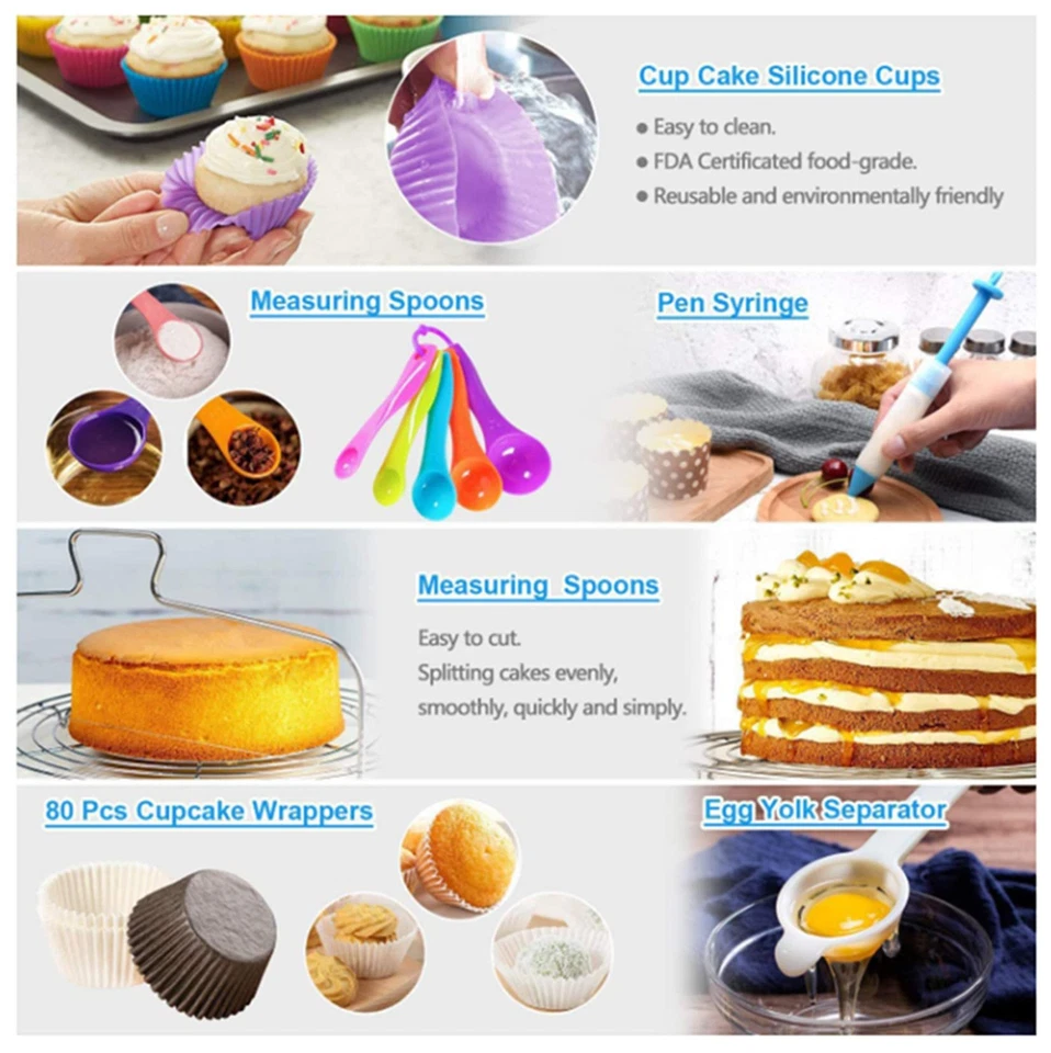 427 teilig Backzubehör Set Tortenplatte Deko Spritzbeutel Spritztüllen Torten - Bild 3 von 4