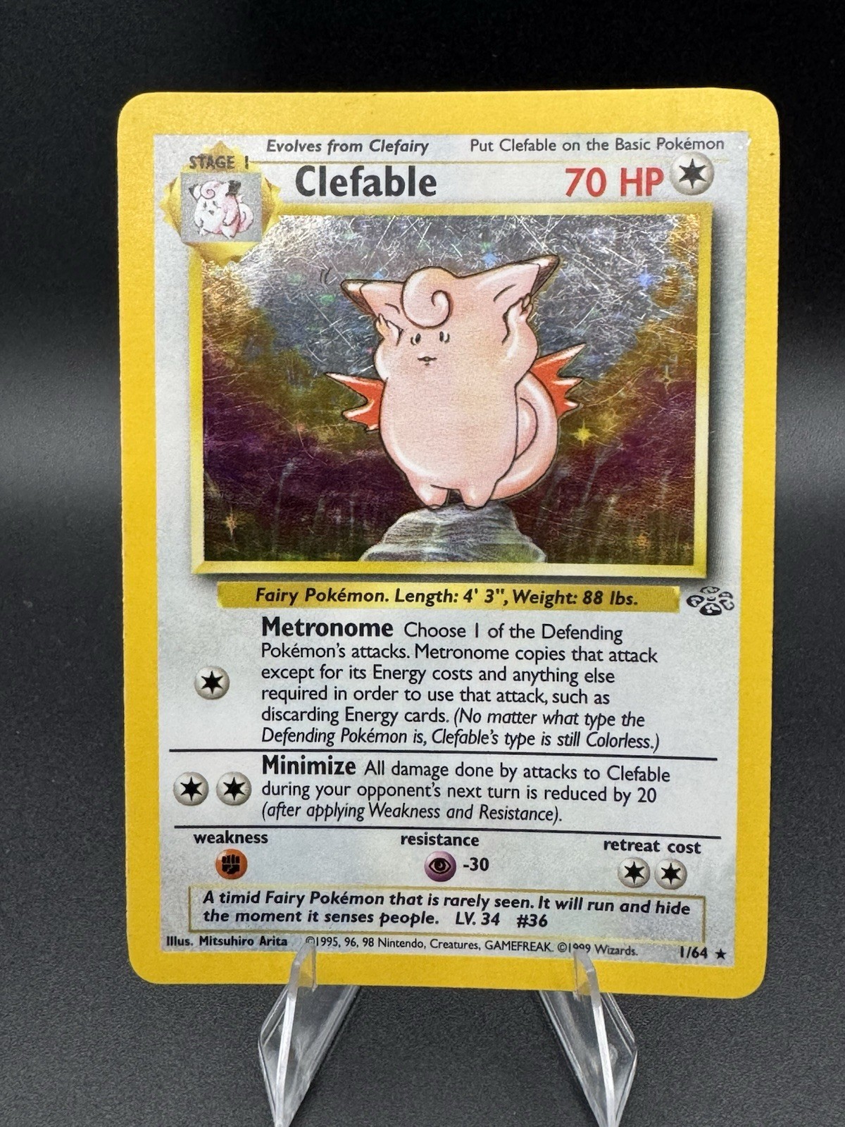 Clefable 1/64 Holo Rare Jungle Pokemon Unlimited Holo MP