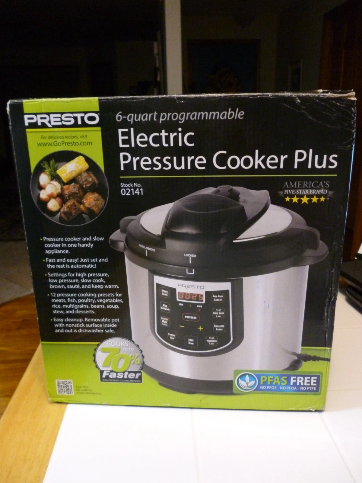 Presto 6 Quart QT Programmable Electric Pressure Cooker Plus Model 02141