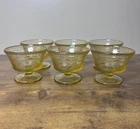 6 pc Federal Glass 1930 Depression Patrician Spoke Amber Foot Sherbet Fruit Cups