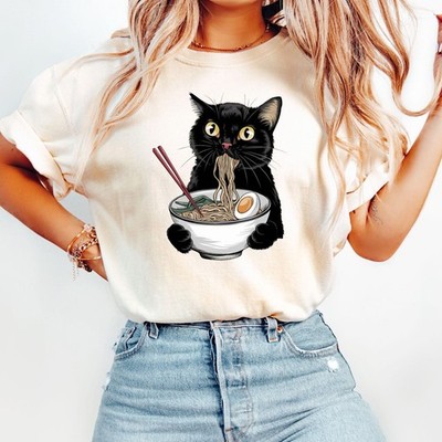 Noodle Cat Shirt, Cute Cat T-Shirt, Cat Owner Shirt, Cat Lover Gift, Ramen Cat