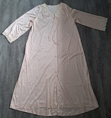 Vintage Women's Gossard Pink Nylon Satin Robe Size Large Made USA