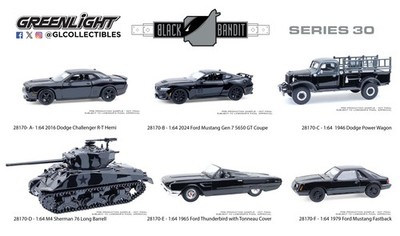 グリーンライト　ブラックバンディットコレクション ミニカーセット 2025 Greenlight Black Bandit R30 2024 FORD MUSTANG GT Gen 7 5650