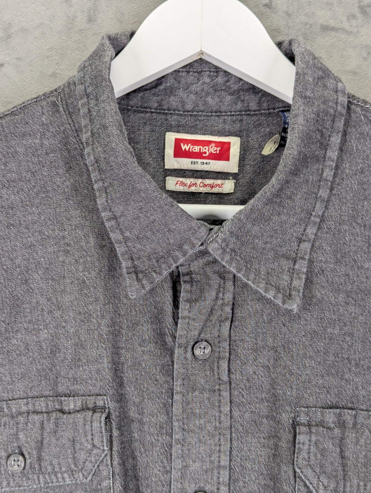 Wrangler Men Heather Shirt Size 2XL Relaxed Flex Comfort Cotton Stretch Charcoal image 8