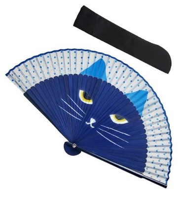 [Deaizaka.Biz] Women'S Fan, Cute Cat Face Design, Stylish Modern Cat Pattern, W_