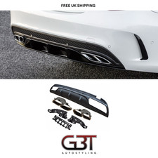 FITS MERCEDES C CLASS W205 S205 REAR BUMPER DIFFUSER AMG STYLE BLACK 2013+ UK
