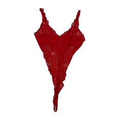 Vintage Victorias Secret Small Red Lace Mesh Bodysuit Thong Lingerie 7979 F3