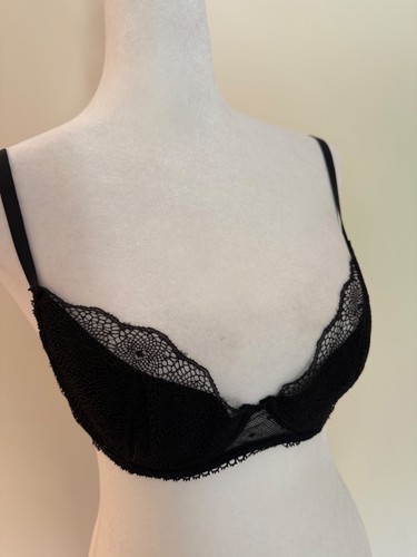 Wolford  Underwire Push Up Demi Bra 1/2 Cup Size 36B BLACK Balconette Bra