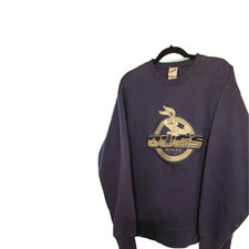 Vtg Bugs Bunny Sweatshirt Navy Warner Bros Embroidered Sz L