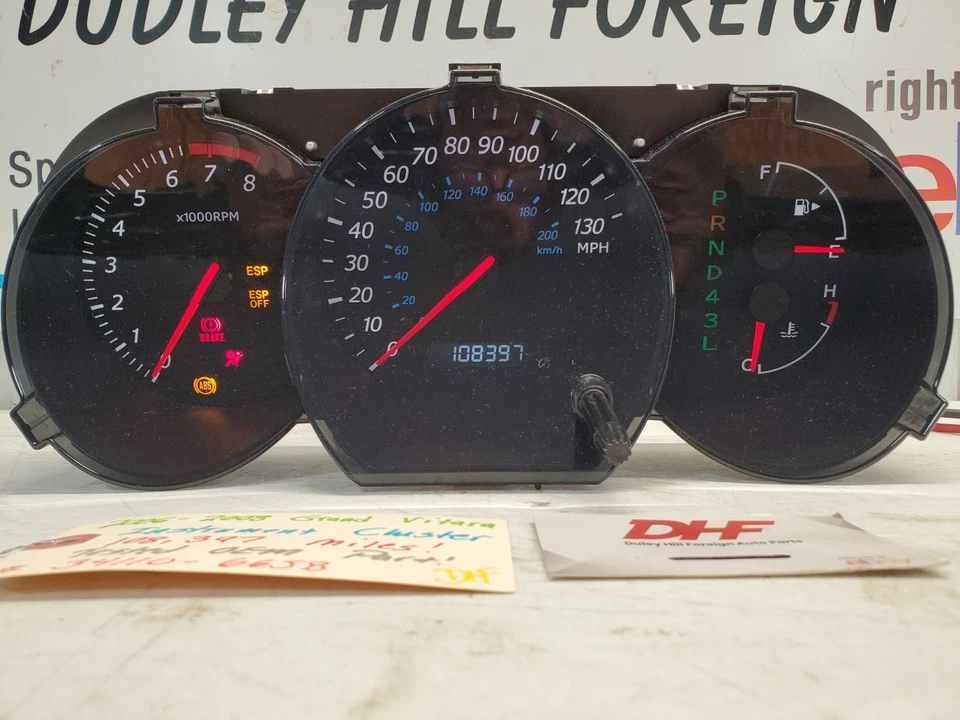 06-08 Suzuki Grand Vitara Instrumento Velocímetro Cluster MPH Probado OEM Foto 4 de 4