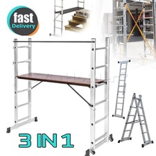 3 IN 1 Aluminium Working Ladder Multi Purpose Scaffold Tower Safety Platform NEW