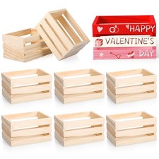 Decorative Wood Crates Nesting Storage Container,5" Farmhouse Decorative DIY 6