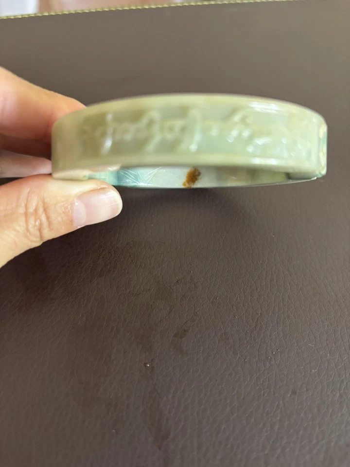 Certified  Natural Grade A Jadeite Jade Bangle Green And Yellow And Red  55mm - Image 2 of 4