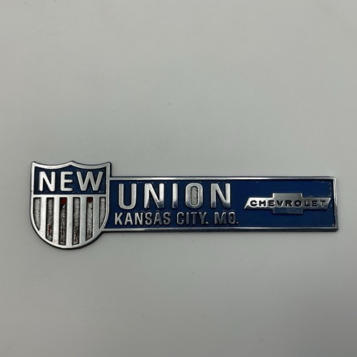 Vintage New Union Chevrolet Kansas City Missouri Metal Dealership Emblem Badge
