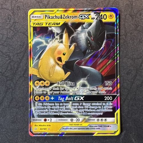 Pikachu & Zekrom GX 33/181 Team Up Holo Sun & Moon Tag Team Pokemon