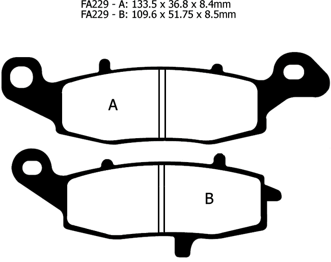EBC/FA229 Brake Pads (LEFT! Front) fo Kawasaki ER6F/6N, KLE650 Versys