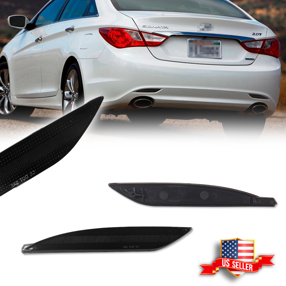 Smoked Black Rear Bumper Reflector Lights For 2011-2014 Hyundai Sonata