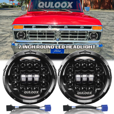 2X 7 inch Round LED Hi/Lo Beam Headlights Chrome for Ford F100 F150 F250 Truck