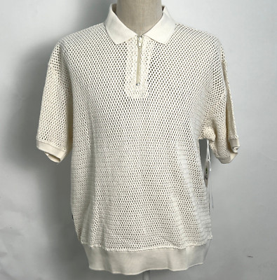 Obey Men's Knit Mesh Polo  Rolling Unbleached Size M NWT Shepard Fairey