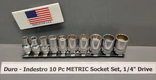 Duro Indestro Metric 1/4" drive Socket Set 10 Piece 12 Point  New Old Stock  USA