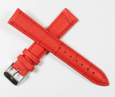Red leather watch strap alligator grain 12mm 14mm 16mm 18mm 20mm 22mm