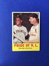 1963 Topps #138 Willie Mays Giants Stan Musial Cardinals Pride of the N.L. #138